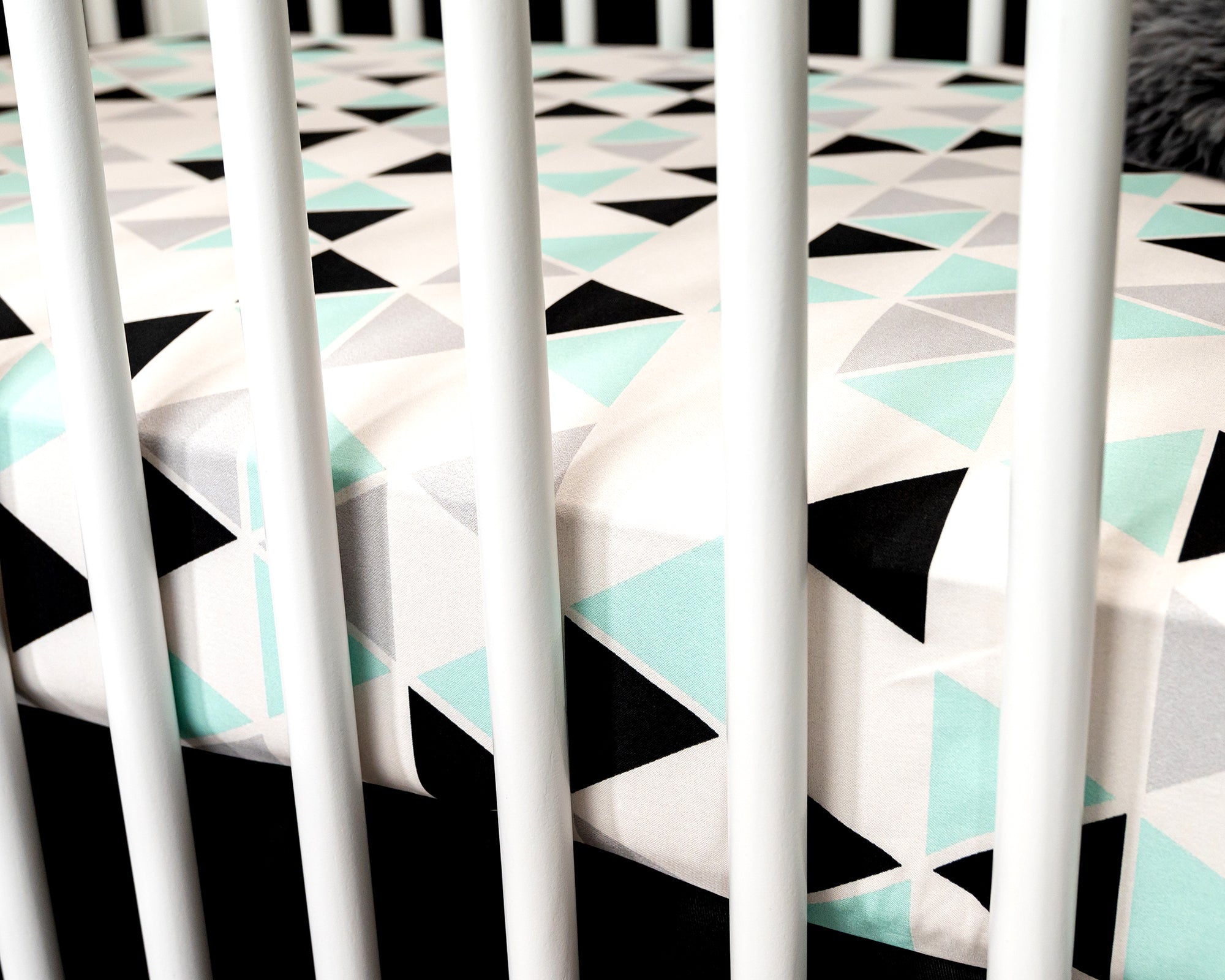 Minty Origami Fitted Crib Sheet